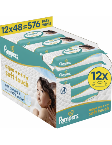 PAMPERS AQUA SOFT TOUCH LINGETTES 12X48 576...