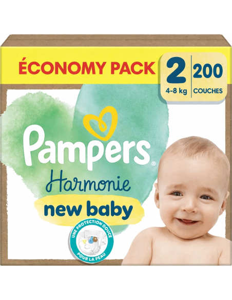 PAMPERS HARMONIE TAILLE 2 200 COUCHES (4-8 KG)