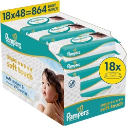 PAMPERS AQUA SOFT TOUCH LINGETTES 12X48 576 LINGETTES