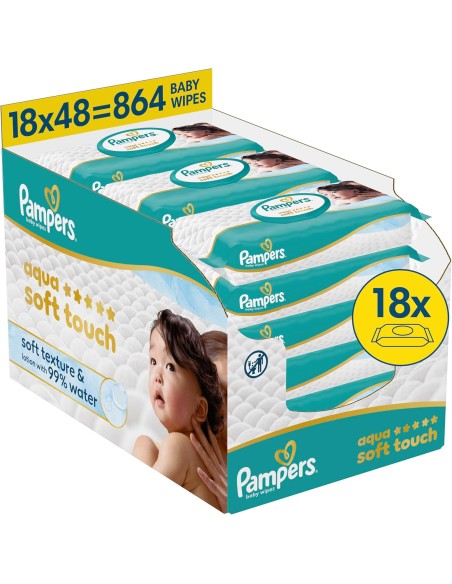 PAMPERS AQUA SOFT TOUCH LINGETTES 18X48 864 LINGETTES