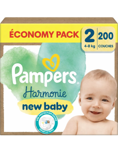 PAMPERS HARMONIE TAILLE 2 200 COUCHES (4-8 KG)