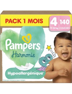 PAMPERS HARMONIE TAILLE 4 140 COUCHES PACK 1MOIS 9-14 KG