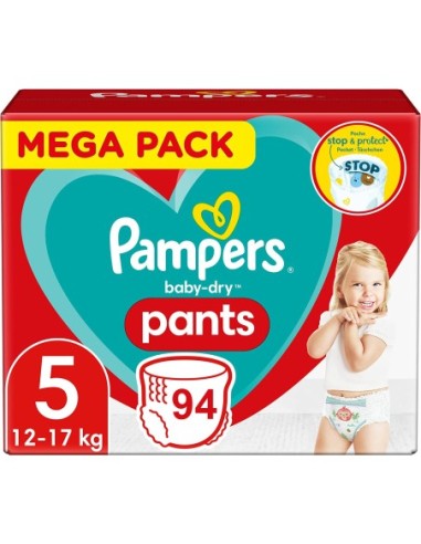 PAMPERS PANTS TAILLE 5 BABY-DRY COUCHES-CULOTTES 94 COUCHES (12-17 KG)