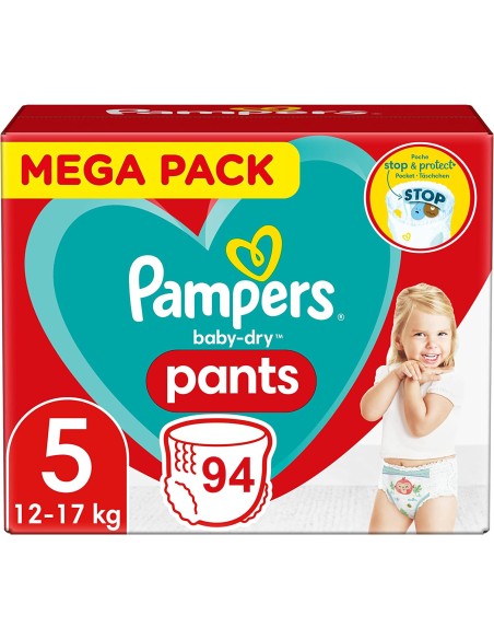 PAMPERS PANTS TAILLE 5 BABY-DRY COUCHES-CULOTTES 94 COUCHES (12-17 KG)